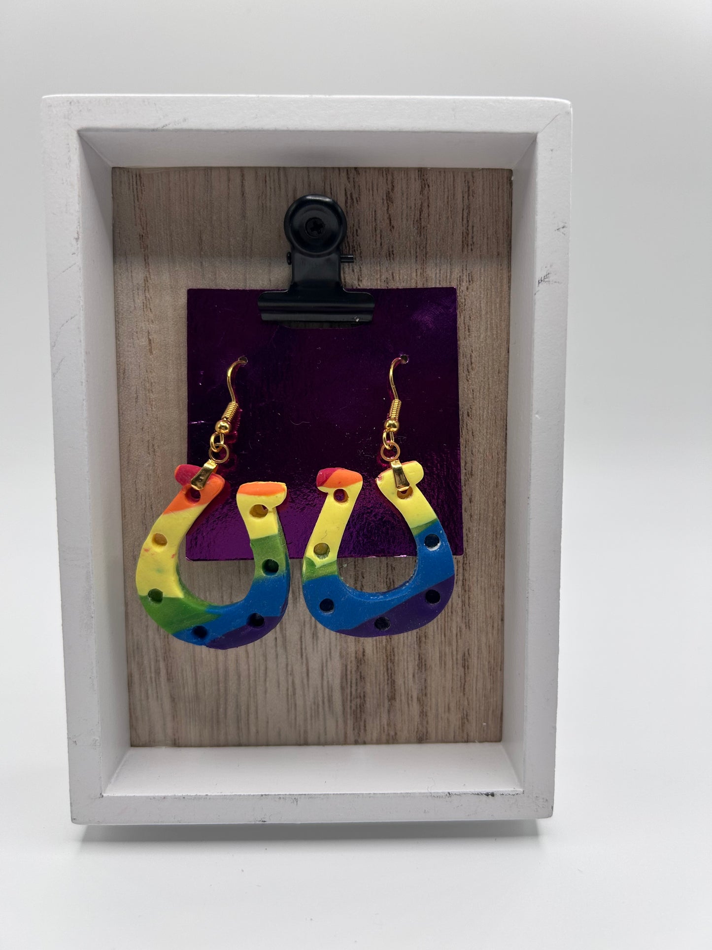 Rainbow Horseshoe Earrings
