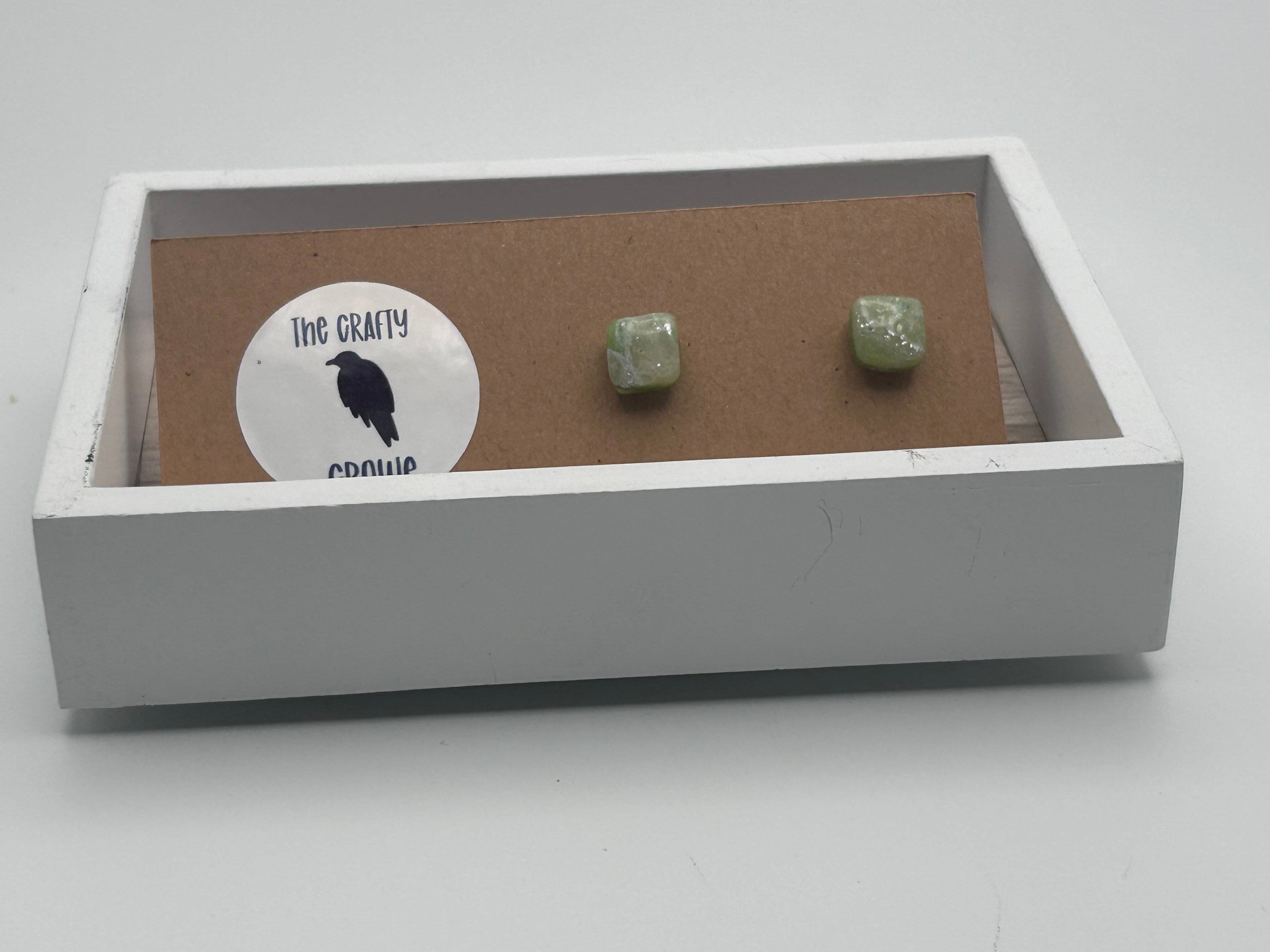 Faux Jade Mini Square Studs