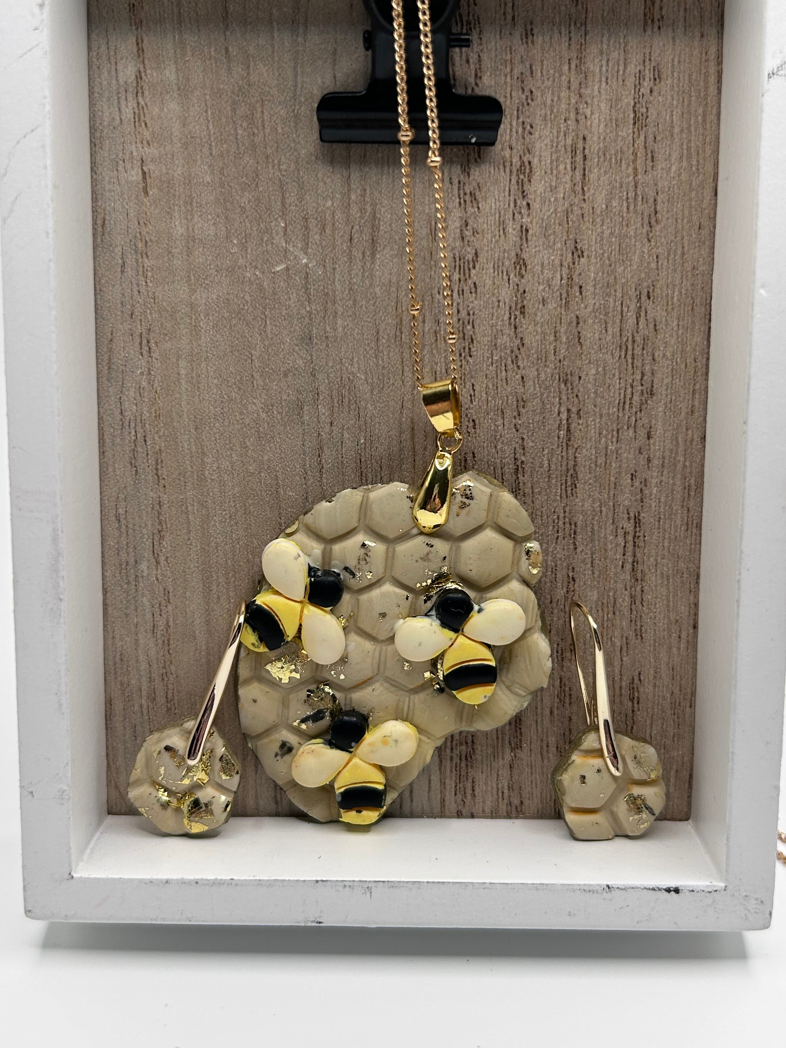 Honeycomb Necklace and Earrings