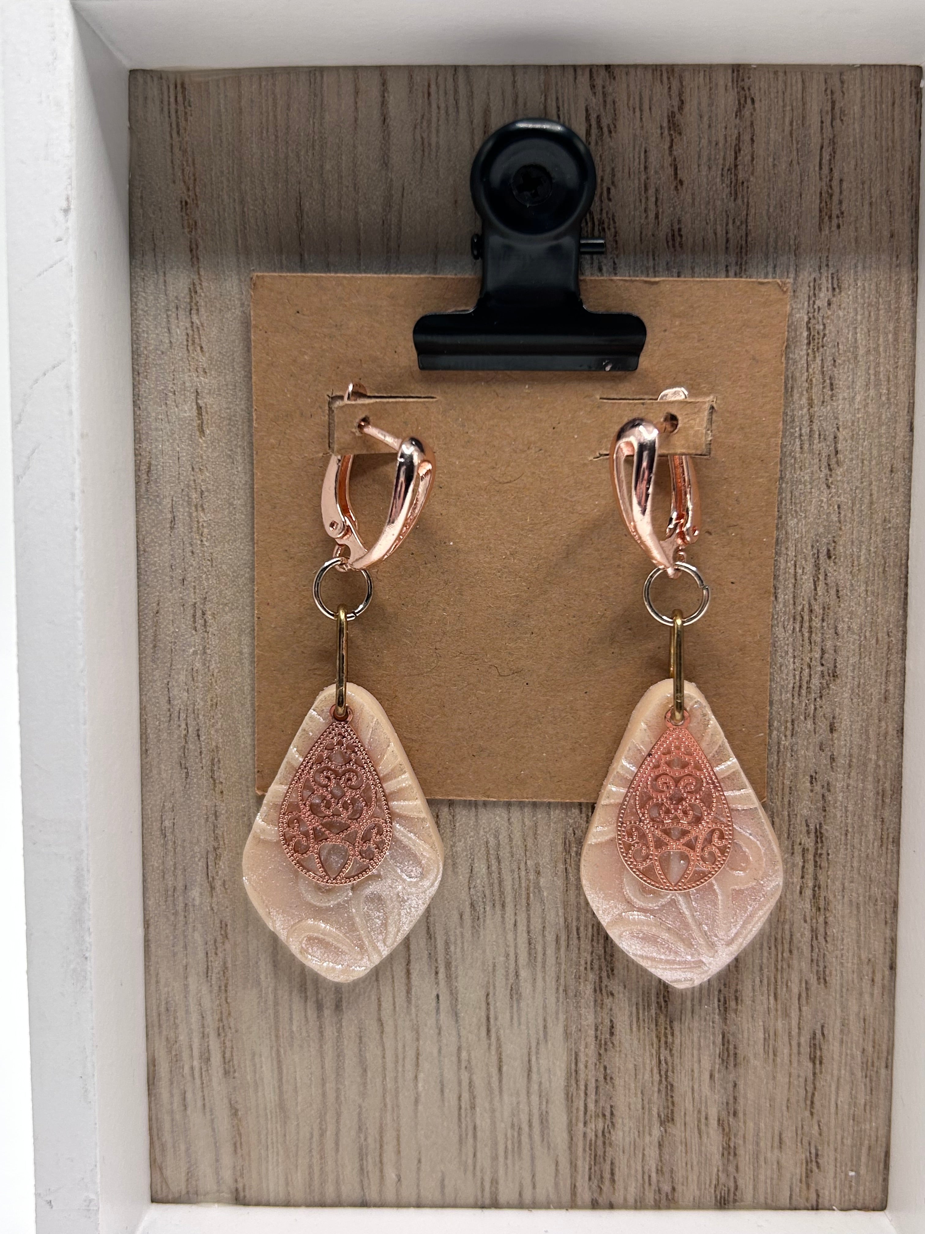 Cream and Rose Gold Teardrops