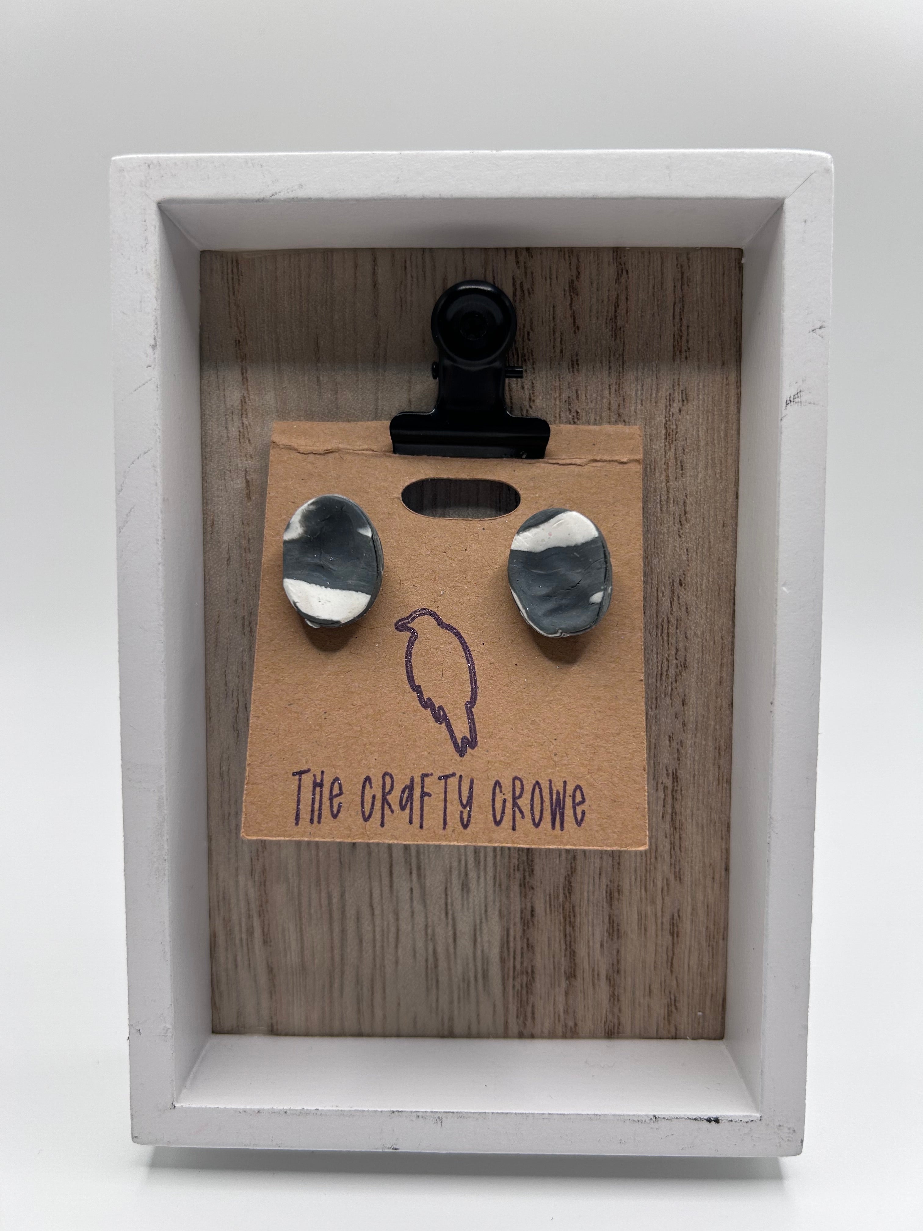 Grey and White Thumbprint Studs