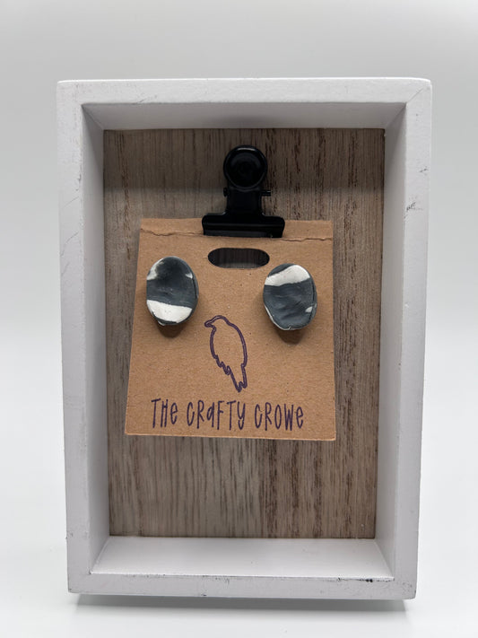 Grey and White Thumbprint Studs