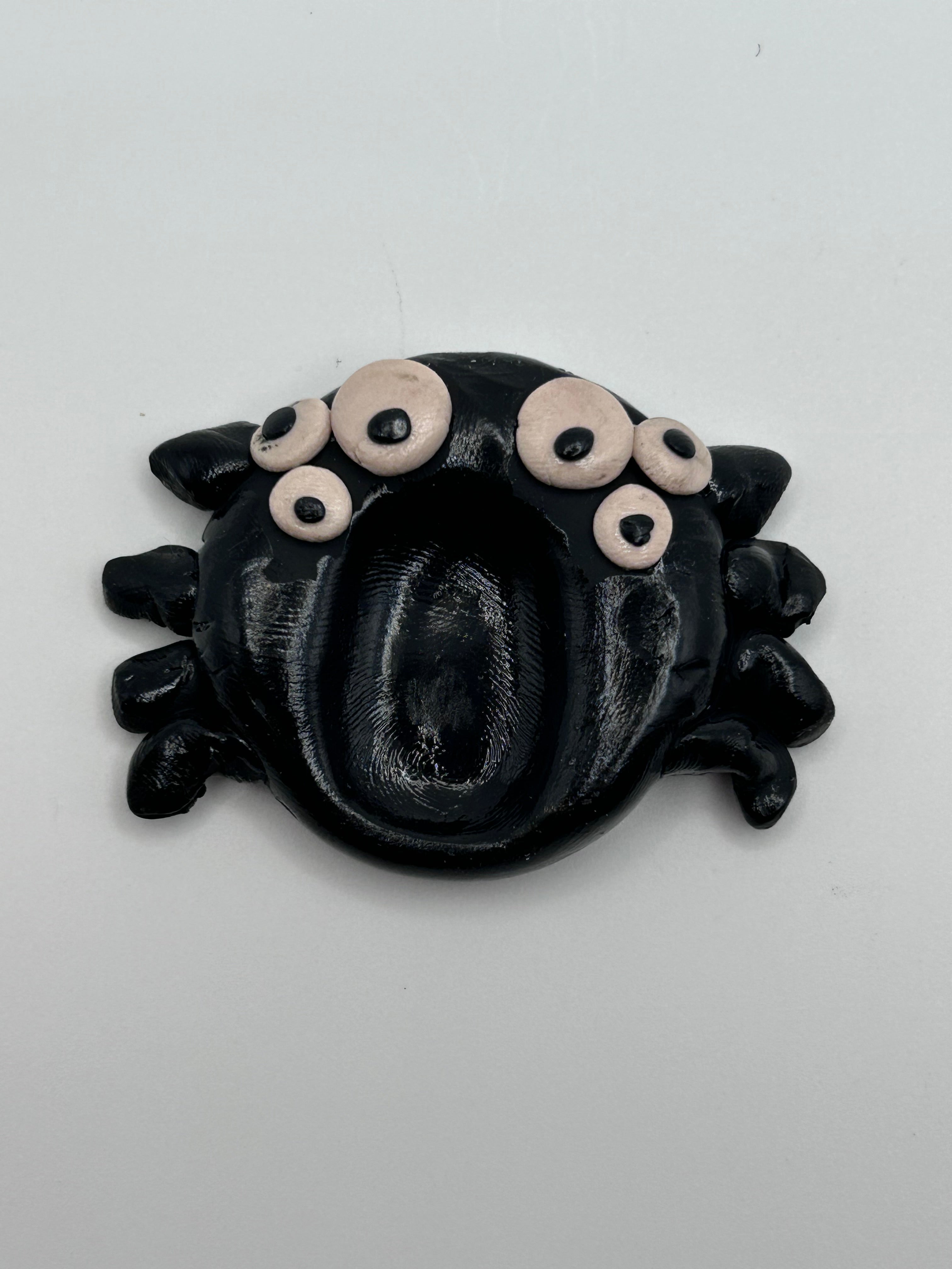 polymer clay spider worry stone