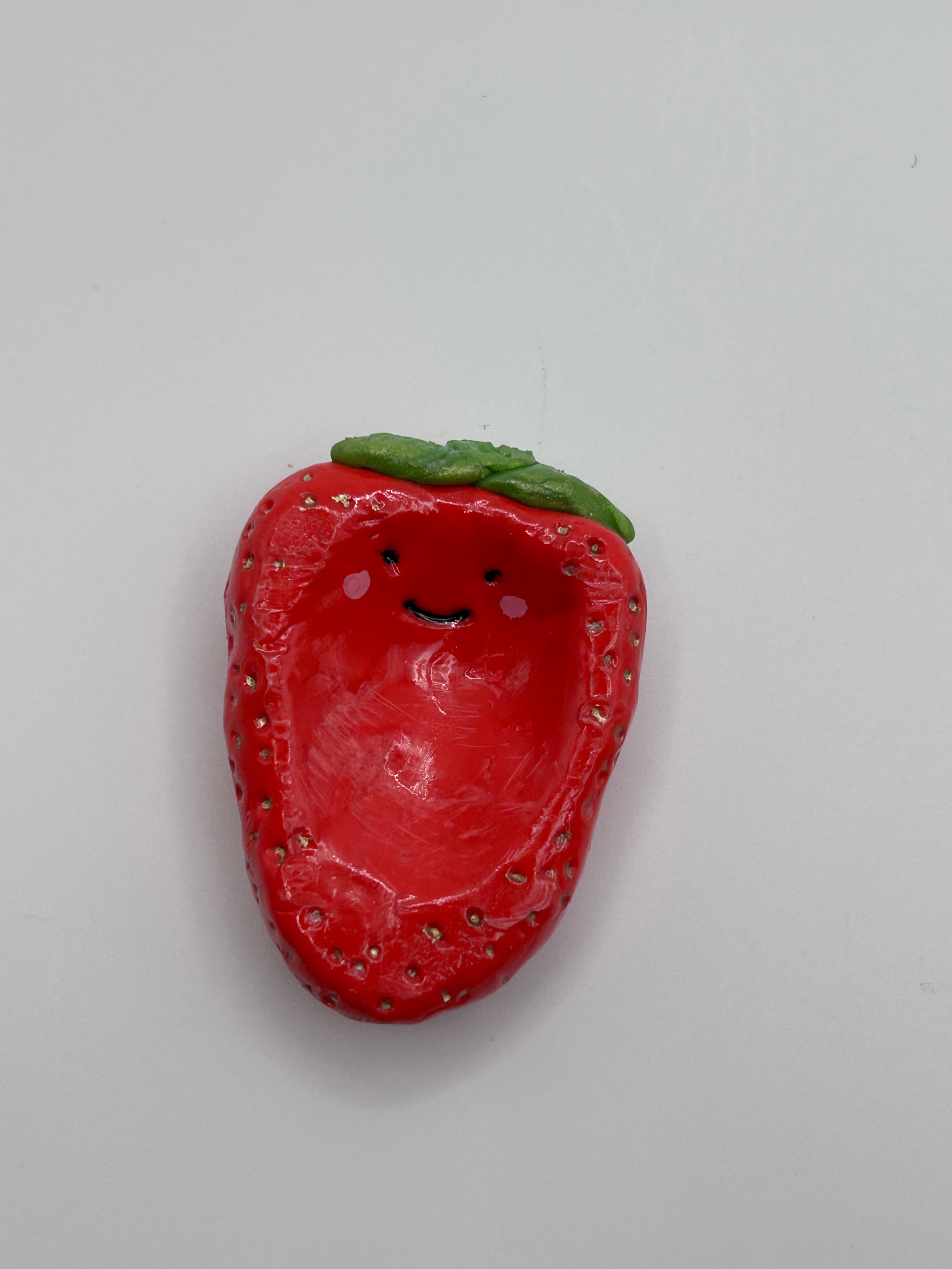 strawberry polymer clay worry stone